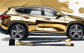 A car painted in shiny gold color
