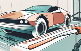 A car undergoing the process of spatula application