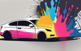 A spray can with a burst of color coming out