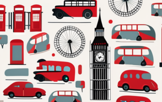 A collection of iconic british landmarks such as the big ben