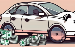 A car with price tags on it