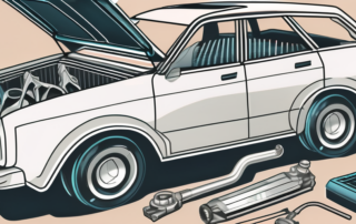 A car with an open hood revealing a detailed and complex air conditioning system