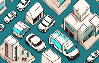 A city map with various car service symbols scattered around