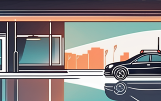 A car with a shiny new tag hanging from the rearview mirror