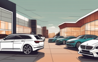 A variety of used cars displayed in a well-organized car dealership