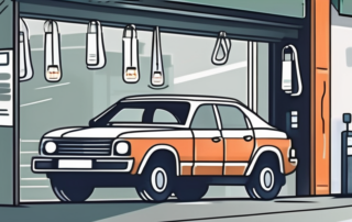 A new car door with price tags hanging from the handle