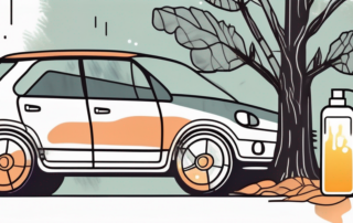 A car with patches of tree sap on its surface