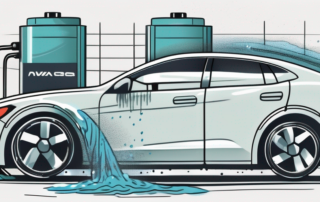 A car going through different stages of an automated car wash