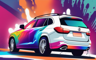 A spray paint can with vibrant colors emitting from it