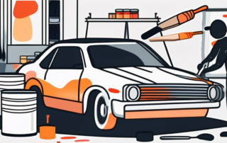 A car being painted with a paint roller