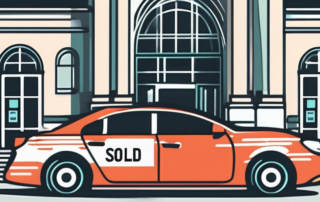 A car with sold tags on it