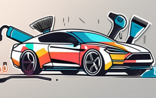 A car mid-process of being wrapped in a glossy