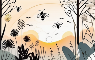 A serene landscape with various types of plants and trees