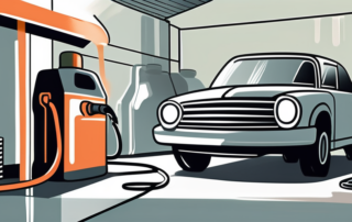 A car bumper being spray painted