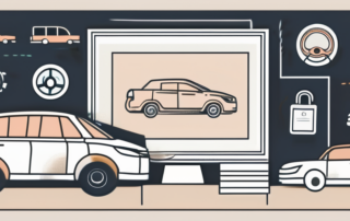 A car with cancellation symbols hovering over it