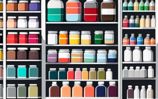 A vibrant selection of high-quality paint products on a store shelf