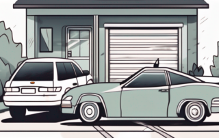 A car parked in front of a driveway