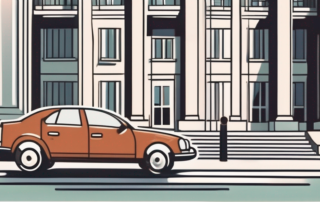 A car in front of a government building
