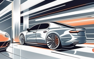 A car being sprayed with clear lacquer