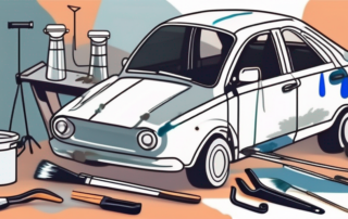 A car in the process of being painted