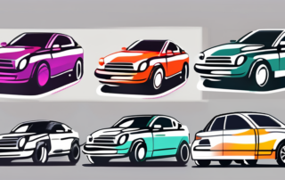 Various car paint samples with different colors and finishes