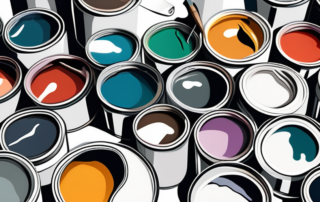 Various 2k paint cans with different colors