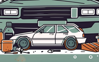 A car with visible rust and stone chip damage