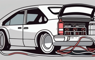 A car with an open hood revealing an empty battery compartment