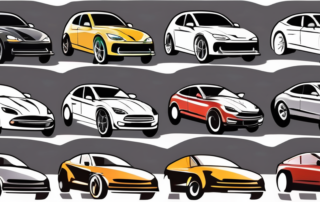 Various cars in different stages of being painted and polished