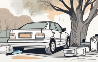 A car parked under a tree with visible tree sap stains on the car's surface