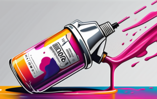 A spray can dispensing a glossy