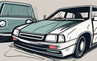 A car with visible dents and scratches to depict it as a vehicle that has been in an accident