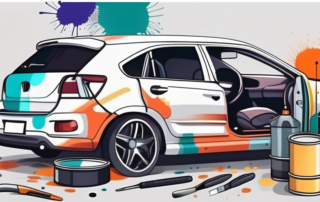 A car body in the process of being painted