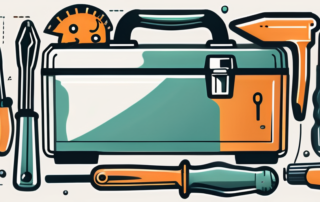 A toolbox filled with various tools like a wrench