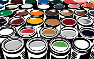 Various car paint cans in different colors