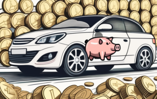 A car with a piggy bank on the hood