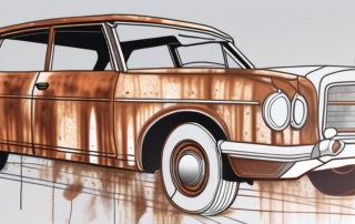 A rusted car undergoing transformation with the help of a rust converter