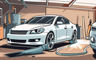 A car bumper being spray painted