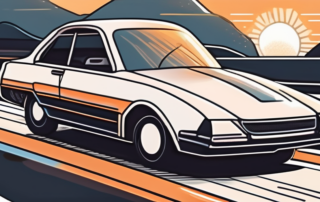 A car with steam rising from its hood