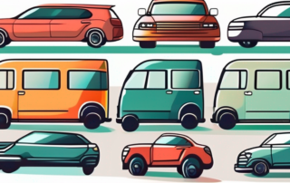 Several cars of different colors parked side by side