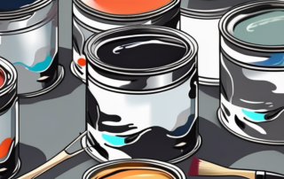 A variety of car paint cans with different colors