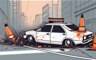 A damaged car with visible signs of an accident