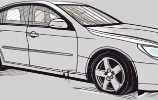 A car with visible paint damage being repaired with a paint pen