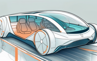 A futuristic autonomous car on a high-tech road