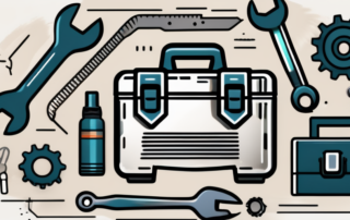 A toolbox with various tools like a wrench