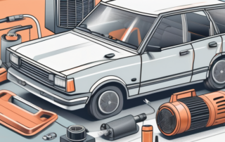 A car with an open hood