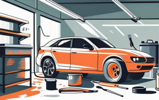 A car in the process of being painted