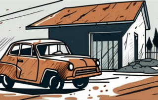 A car with visible rust spots and a cracked windshield