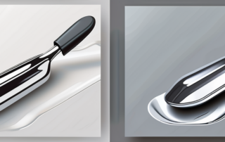 Various stages of a plastic object being painted with chrome paint