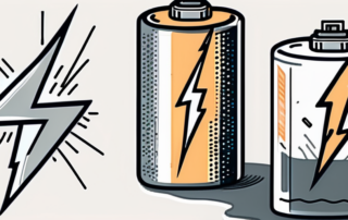 A drained battery with a lightning bolt symbol next to it